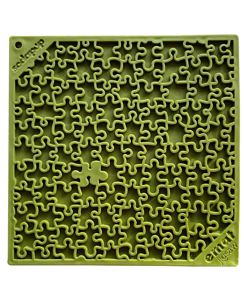 Jigsaw Design Dog Lick Mat in Green (Made in the USA) Eat SODA PUP   