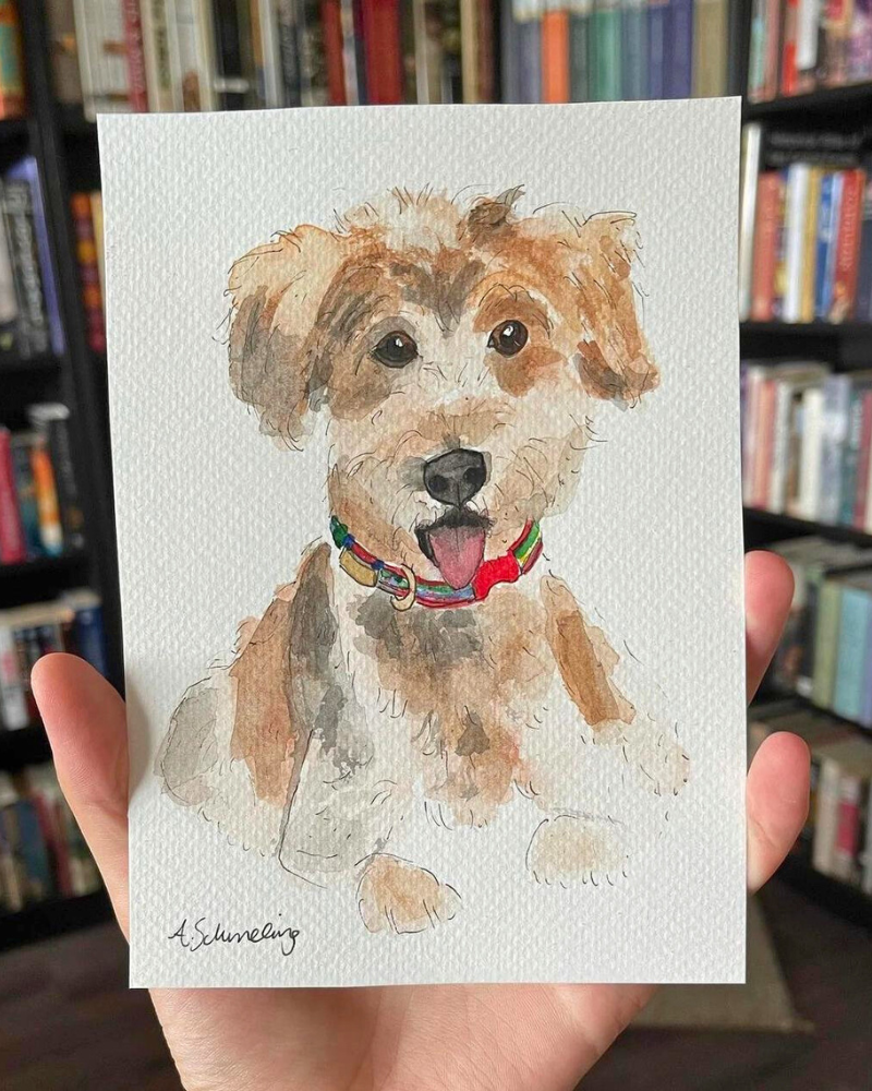 Custom Watercolor Pet Portrait (5x7) HOME Alexandra Schmeling Fine Art   
