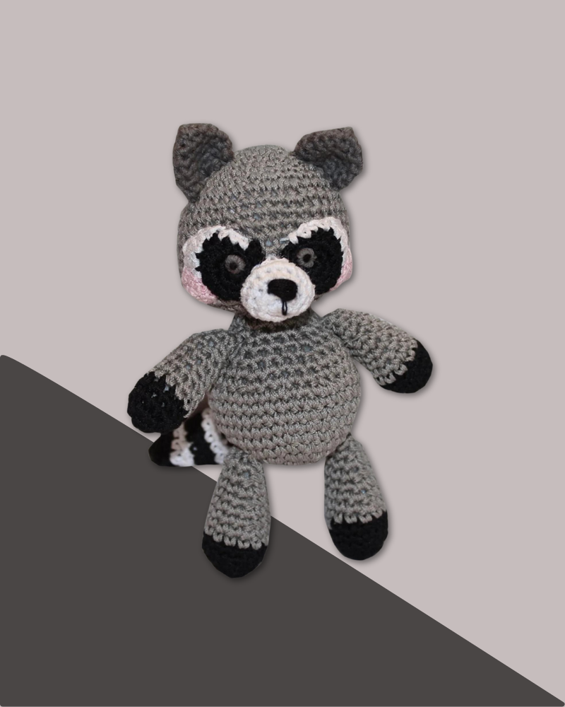 Rowdy The Trash Panda Raccoon Organic Knit Dog Toy Play KNIT KNACKS   