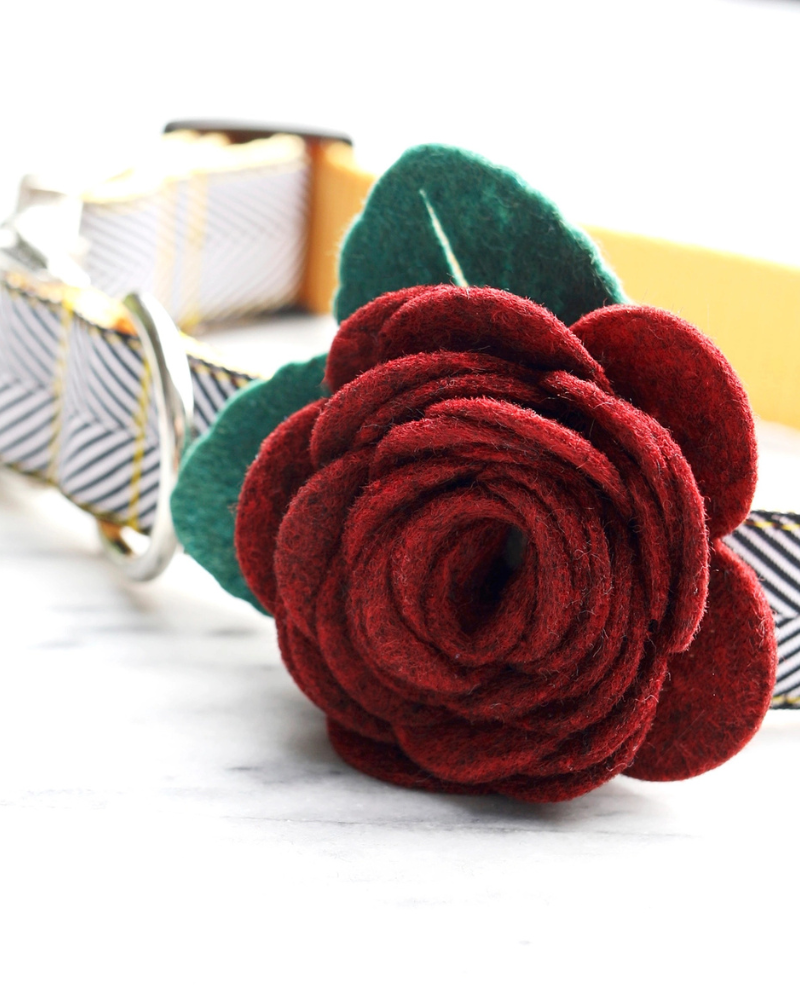 Sienna Rose Dog Collar Flower (Made in the USA) Wear MIMI GREEN