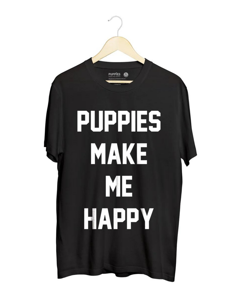 Puppies Make Me Happy Uni-Sex Crewneck Tee Human PUPPIES MAKE ME HAPPY   