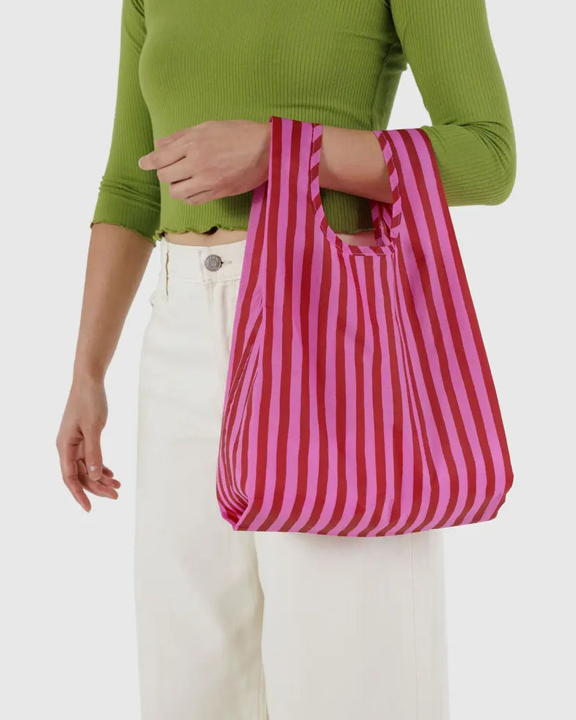 Pink & Red Painted Stripe Baby Baggu Reusable Bag Human BAGGU