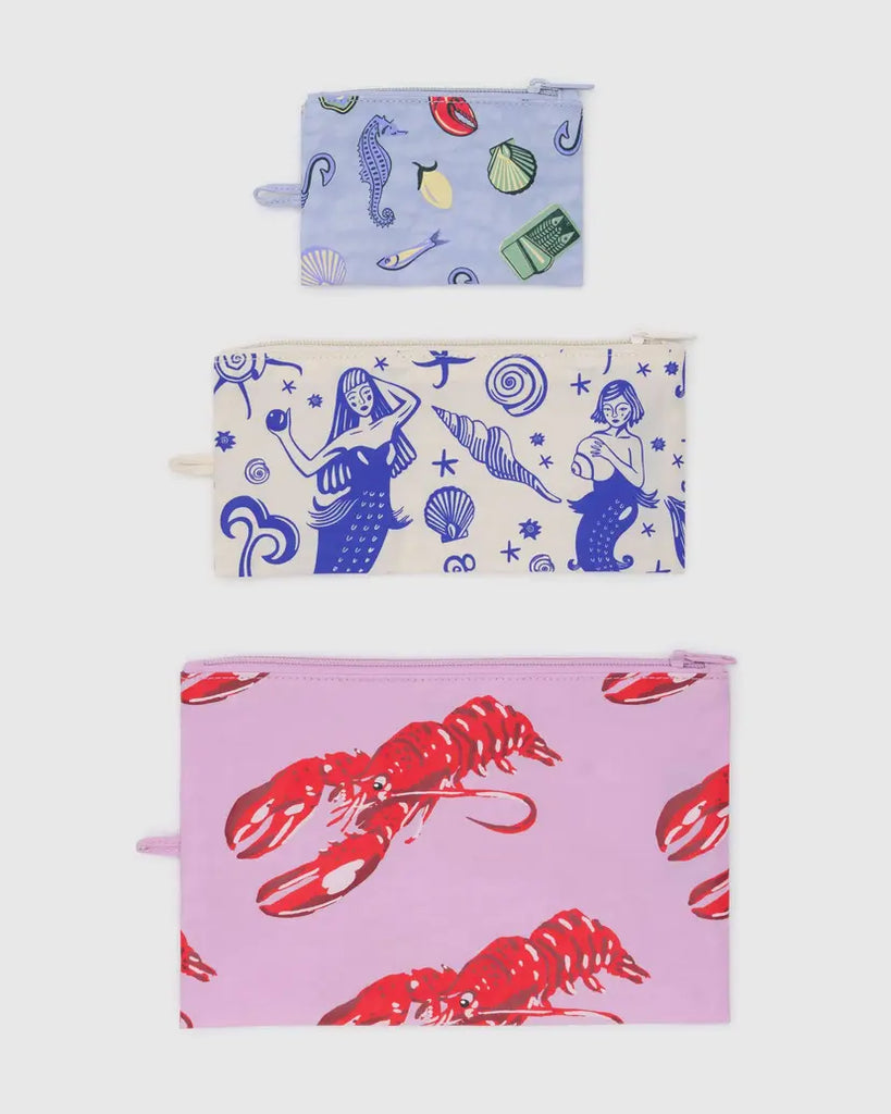 Flat Pouch Set in Sea Creatures HOME BAGGU