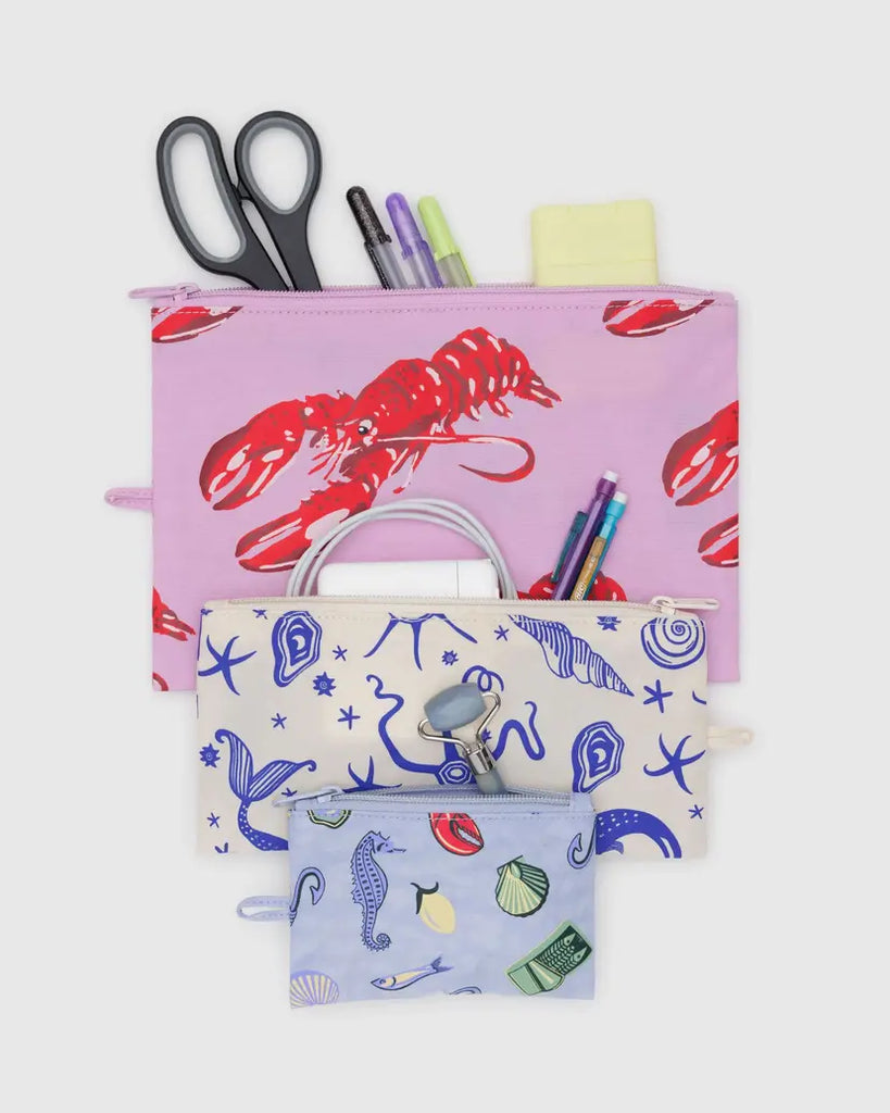 Flat Pouch Set in Sea Creatures HOME BAGGU