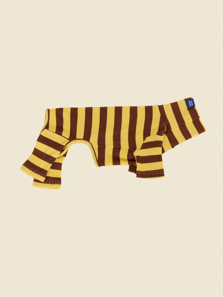 Dijon Stretch Ribbed Dog Onesie Wear LITTLE BEAST