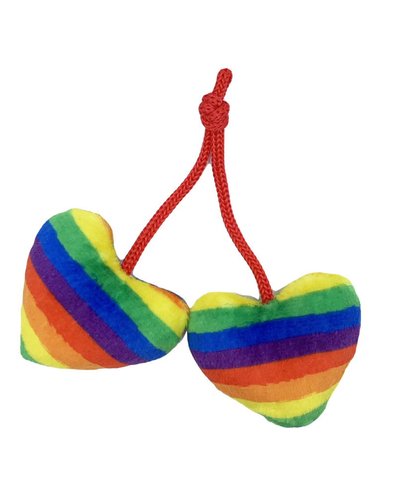 Pride Heart Strings Crinkle Plush Cat Toy w/ Catnip Play Huxley & Kent   