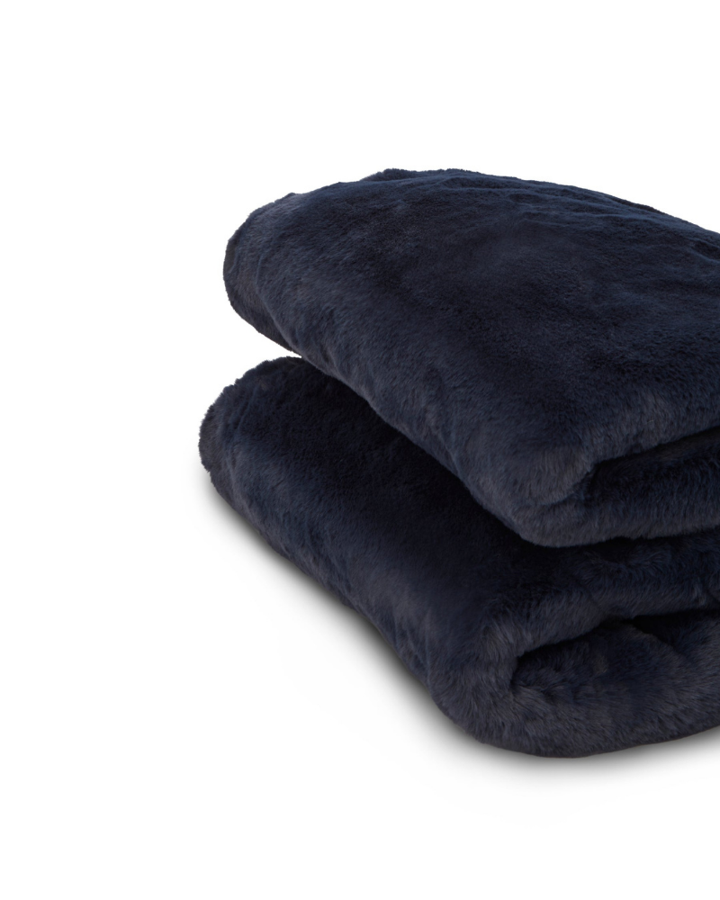 Mini Faux Fur Brady Dog Blanket in Navy HOME APPARIS   