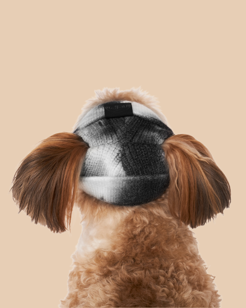 Tie-Dye Dog Beanie in Black & White (FINAL SALE) Dog Apparel CANADA POOCH   
