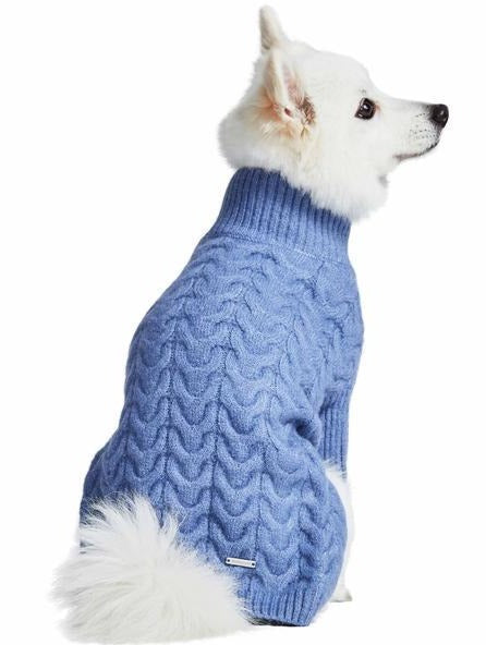 Fuzzy Knit Dog Turtleneck Sweater in Moonstone Blue << CLEARANCE >> Wear BLUEBERRY PET   