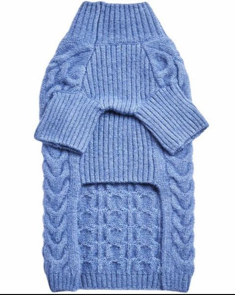 Fuzzy Knit Dog Turtleneck Sweater in Moonstone Blue << CLEARANCE >> Wear BLUEBERRY PET   