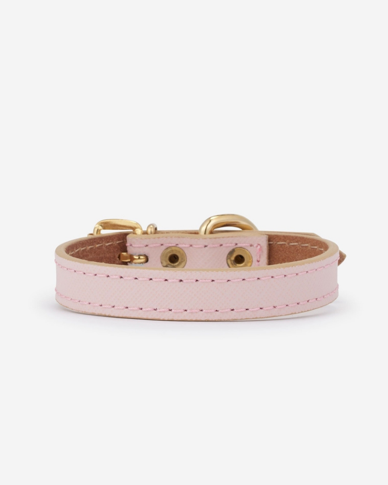 Small Dog Collar in Blush Pink Leather (Made in Italy) (FINAL SALE) Dog Collars BRANNI   