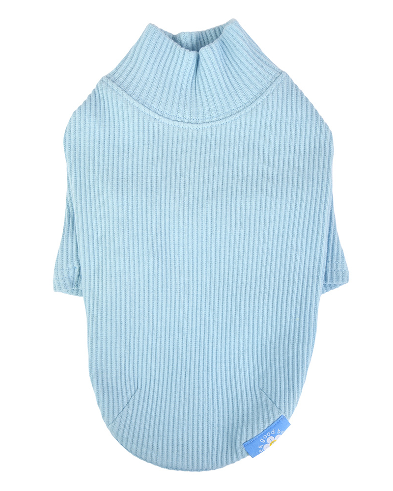 Ribbed Dog Turtleneck Tee In Light Blue Wear OLCHI   