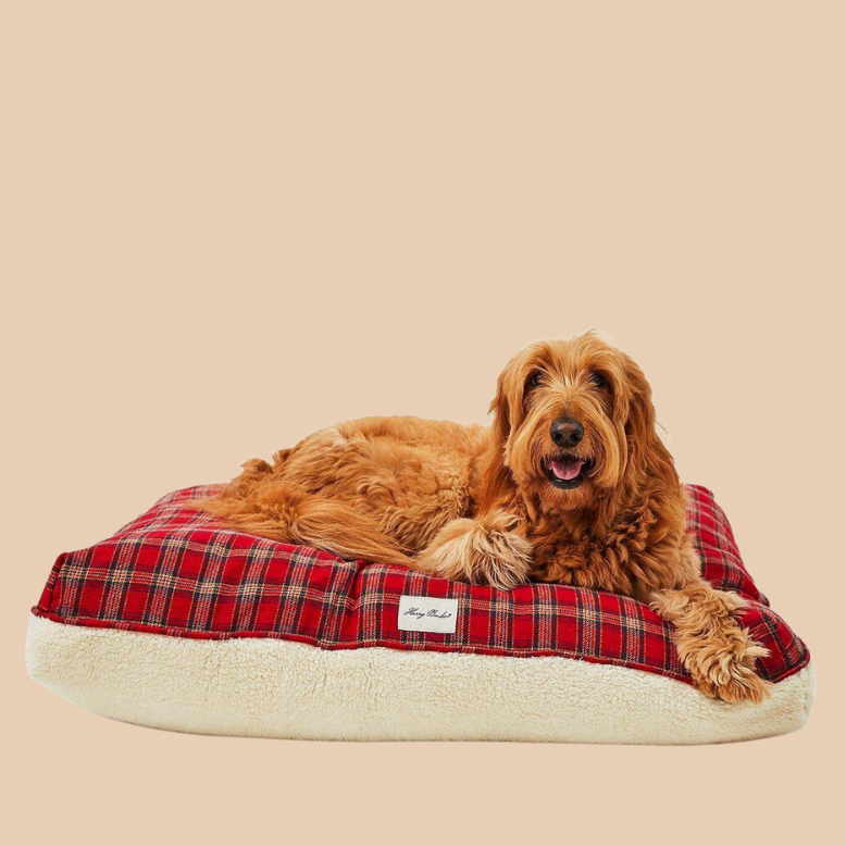 Rectangular Bed in Plaid Sherpa (Custom/Drop-Ship) Bed HARRY BARKER   