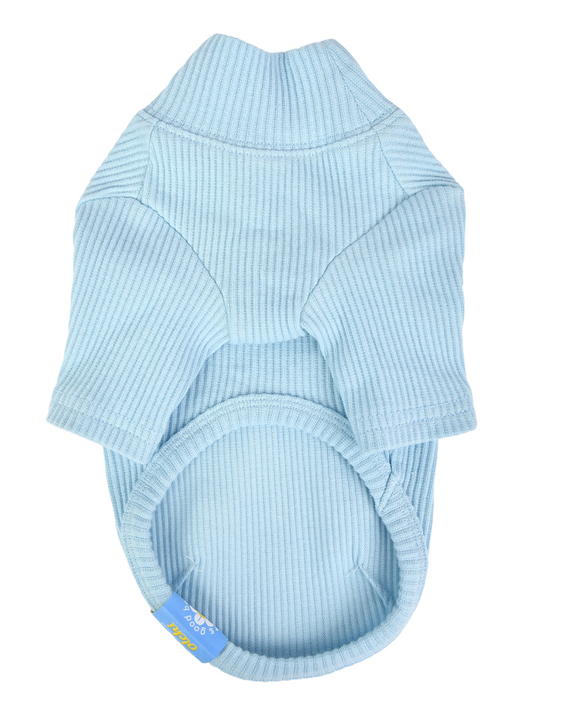 Ribbed Dog Turtleneck Tee In Light Blue Wear OLCHI   