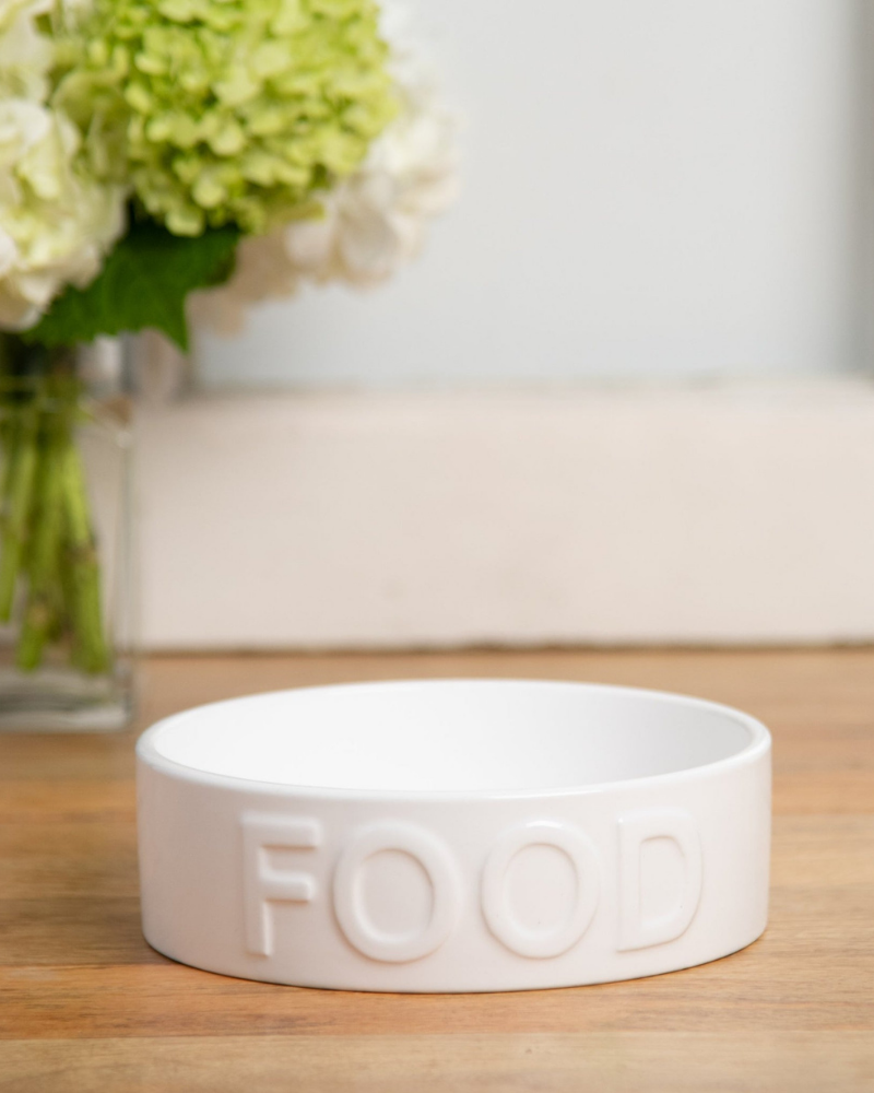 Classic Food Ceramic Pet Bowl in White Eat PARK LIFE DESIGNS   