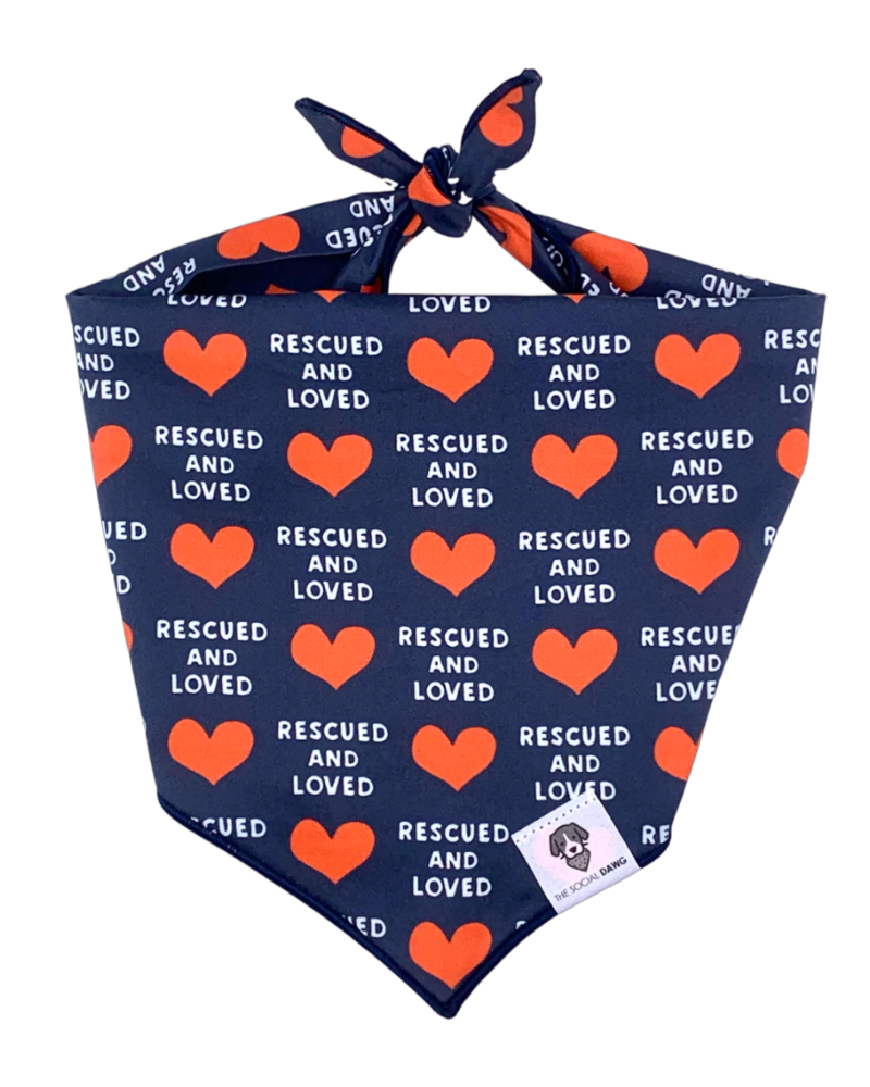 Rescued & Loved Dog Bandana (Made in the USA) (FINAL SALE) Wear THE SOCIAL DAWG   