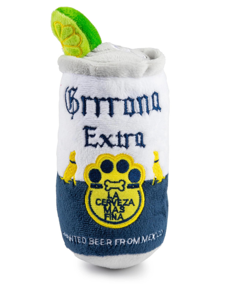 Grrrona Beer Can Squeaky Plush Dog Toy Play HAUTE DIGGITY DOG   