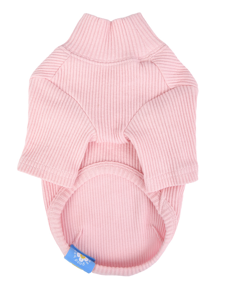 Ribbed Dog Turtleneck Tee In Pink<br>((FINAL SALE)) Wear OLCHI   