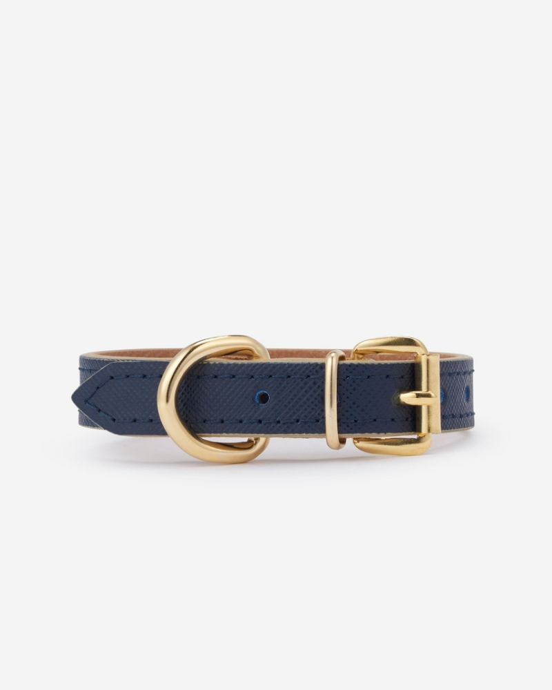 Small Dog Collar in Navy Leather (Made in Italy) (FINAL SALE) WALK BRANNI   