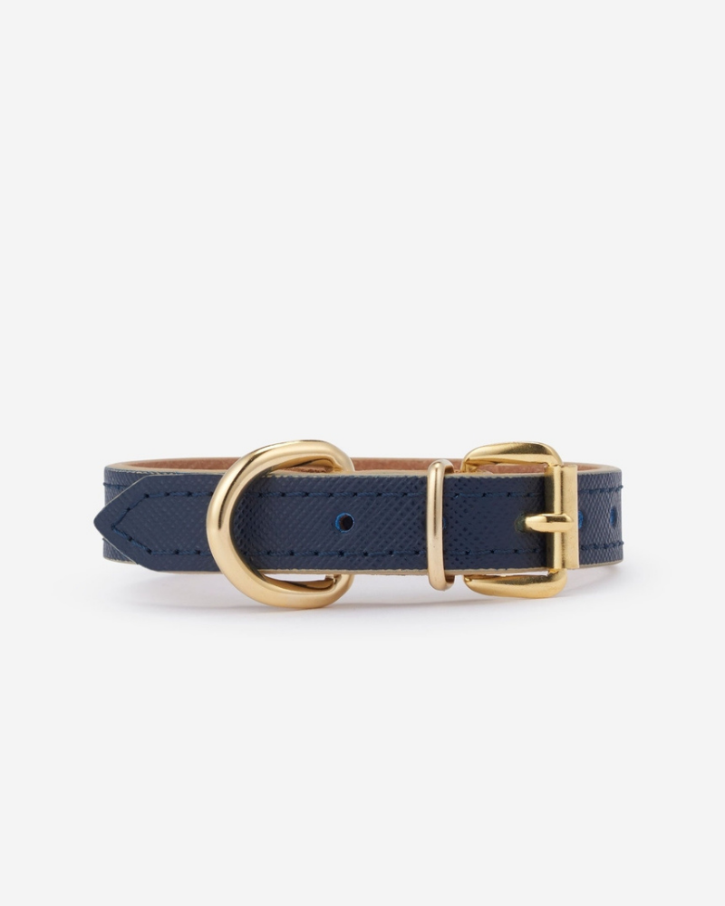 Small Dog Collar in Navy Leather (Made in Italy) (FINAL SALE) Dog Collars BRANNI   