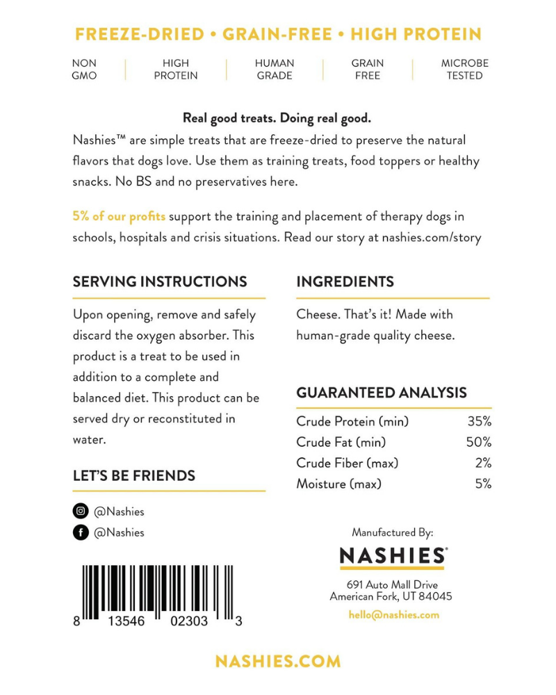Just Cheese Freeze-Dried Dog Treats Eat NASHIES   