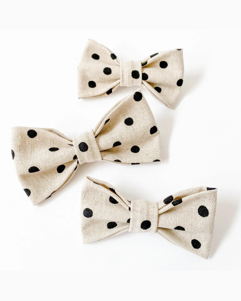 Canvas Dog Bow Tie In Polka Dot<br>(Made in the USA) Wear MIMI GREEN   
