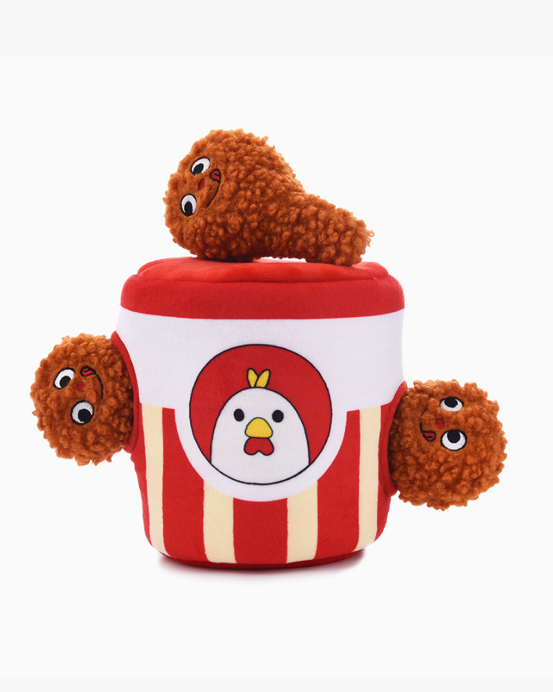 Bucket O'Chicken Interactive Plush Squeaky Dog Toy Play HUGSMART   
