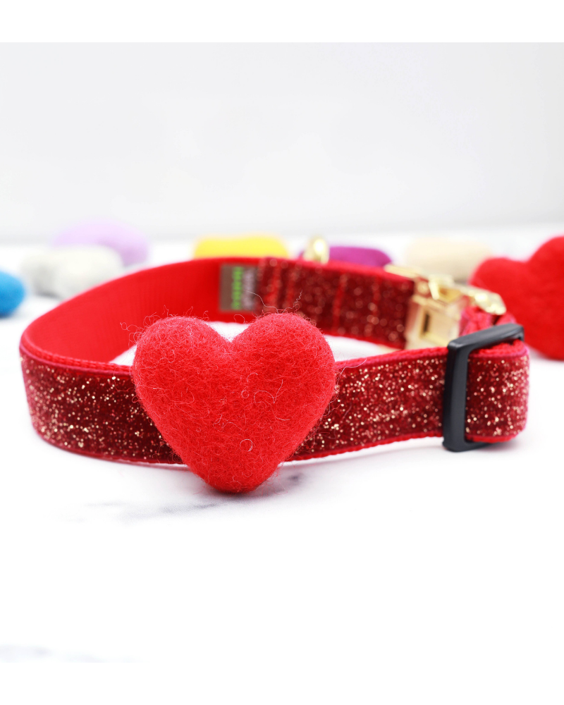 Heart Dog Collar Accessory in Red<br>(Made in the USA) Wear MIMI GREEN   