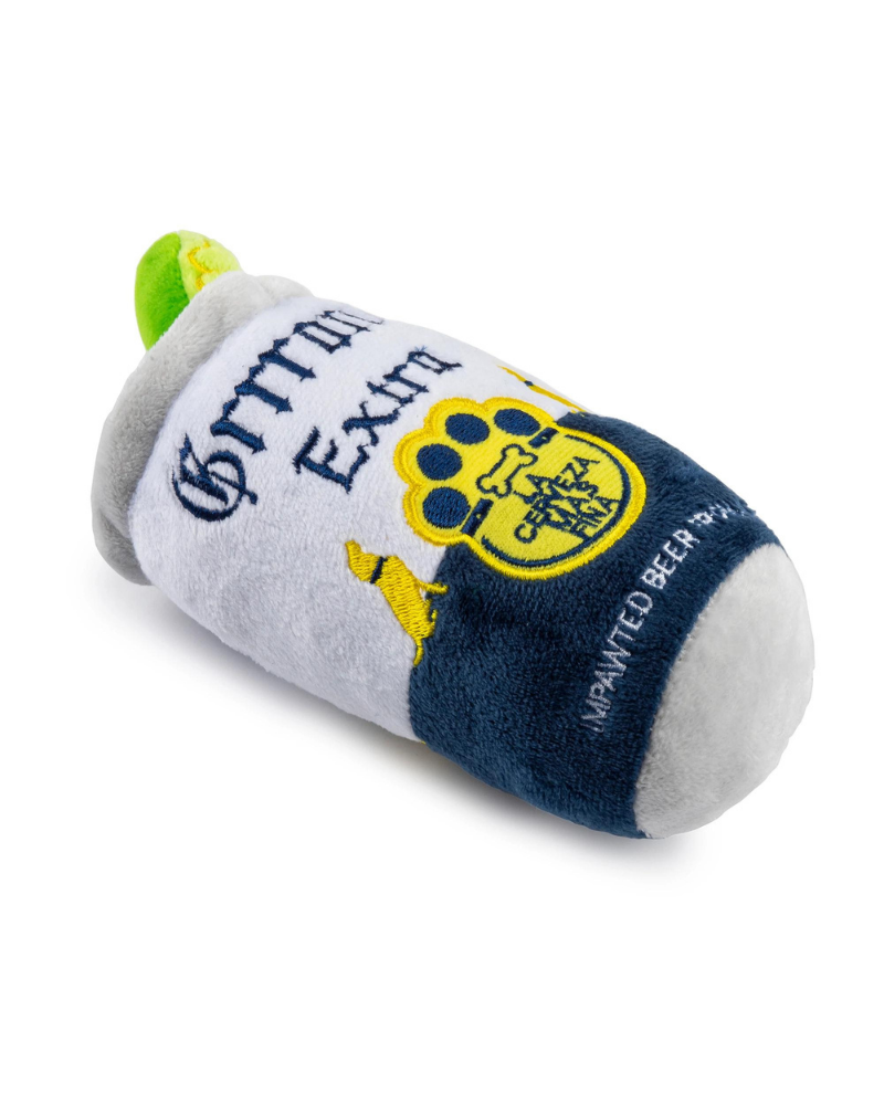 Grrrona Beer Can Squeaky Plush Dog Toy Play HAUTE DIGGITY DOG   