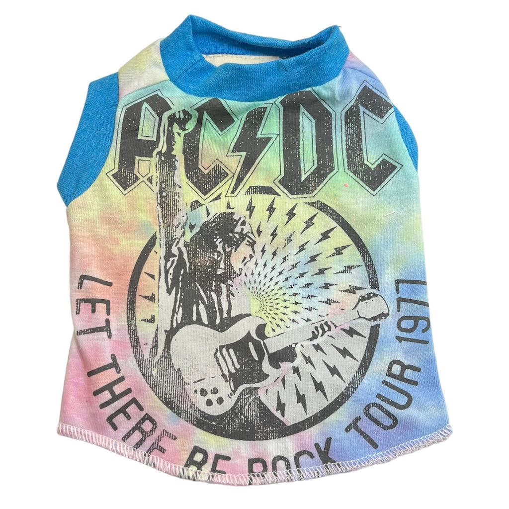 Recycled Vintage Dog Tee (Made in the USA) (CLEARANCE) Wear HEADS OR TAILS PUP ACDC (Tie-Dye) X-SMALL 