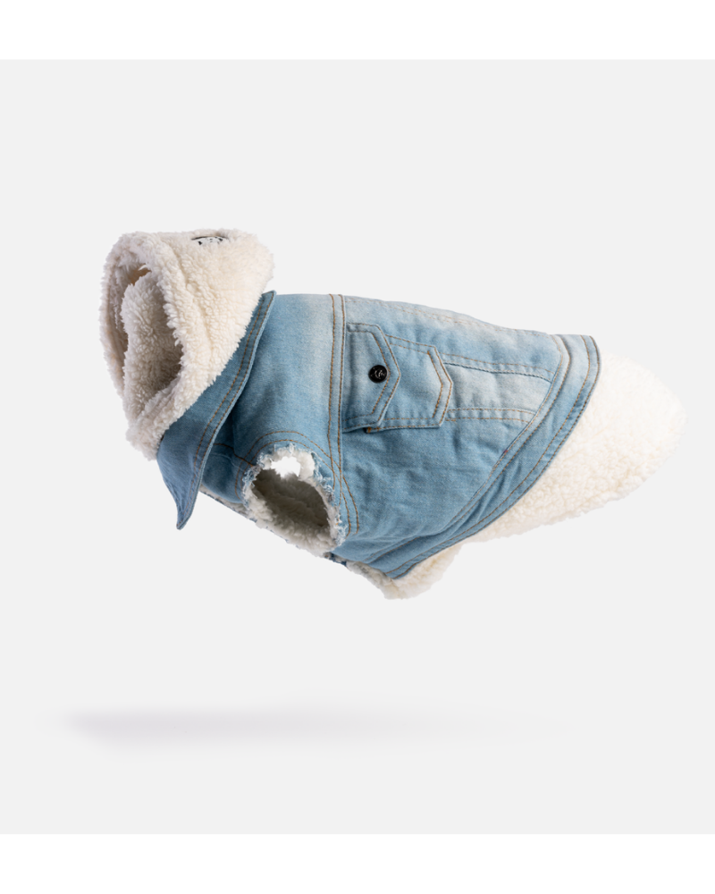 Justin Denim & Shearling Dog Jacket<br>((FINAL SALE)) Wear SILVER PAW   