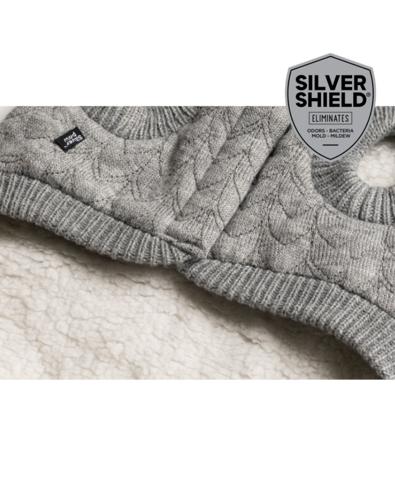 Maxwell Grey Dog Sweater Hoodie<br>((FINAL SALE)) Wear SILVER PAW   