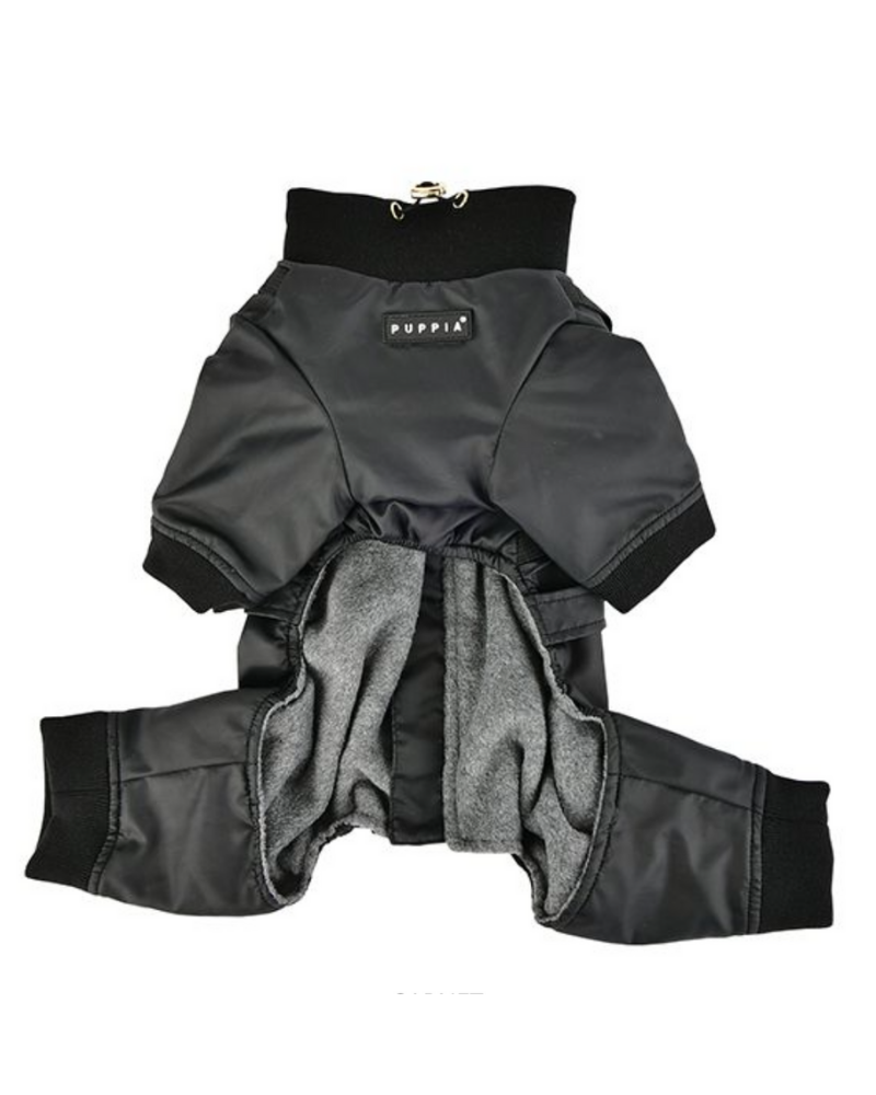 Garnett Winter Fleece Onesie with Harness in Black<br><< FINAL SALE >> Wear PUPPIA   