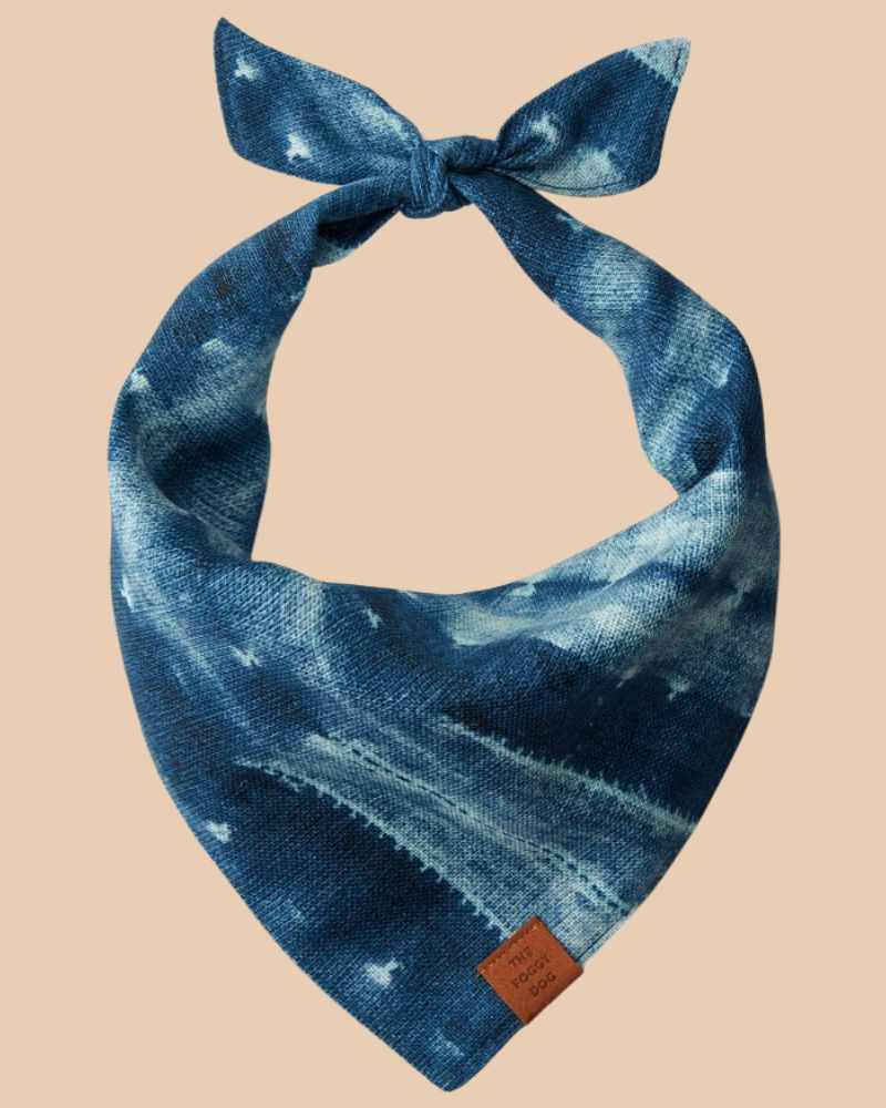 Indigo Mud Cloth Dog Bandana<br>(Made in the USA) Wear THE FOGGY DOG   