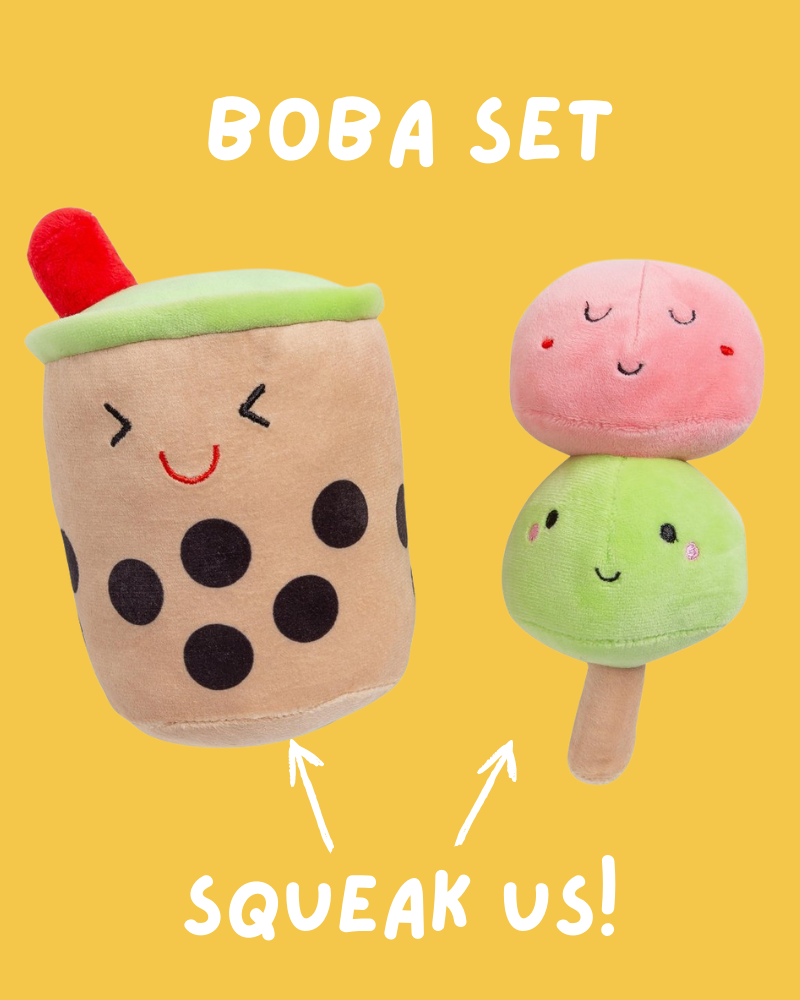 Boba Tea 2-Piece Dog Toy Set Play Pearhead   