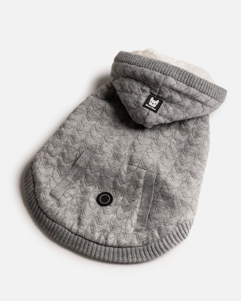 Maxwell Grey Dog Sweater Hoodie<br>((FINAL SALE)) Wear SILVER PAW   