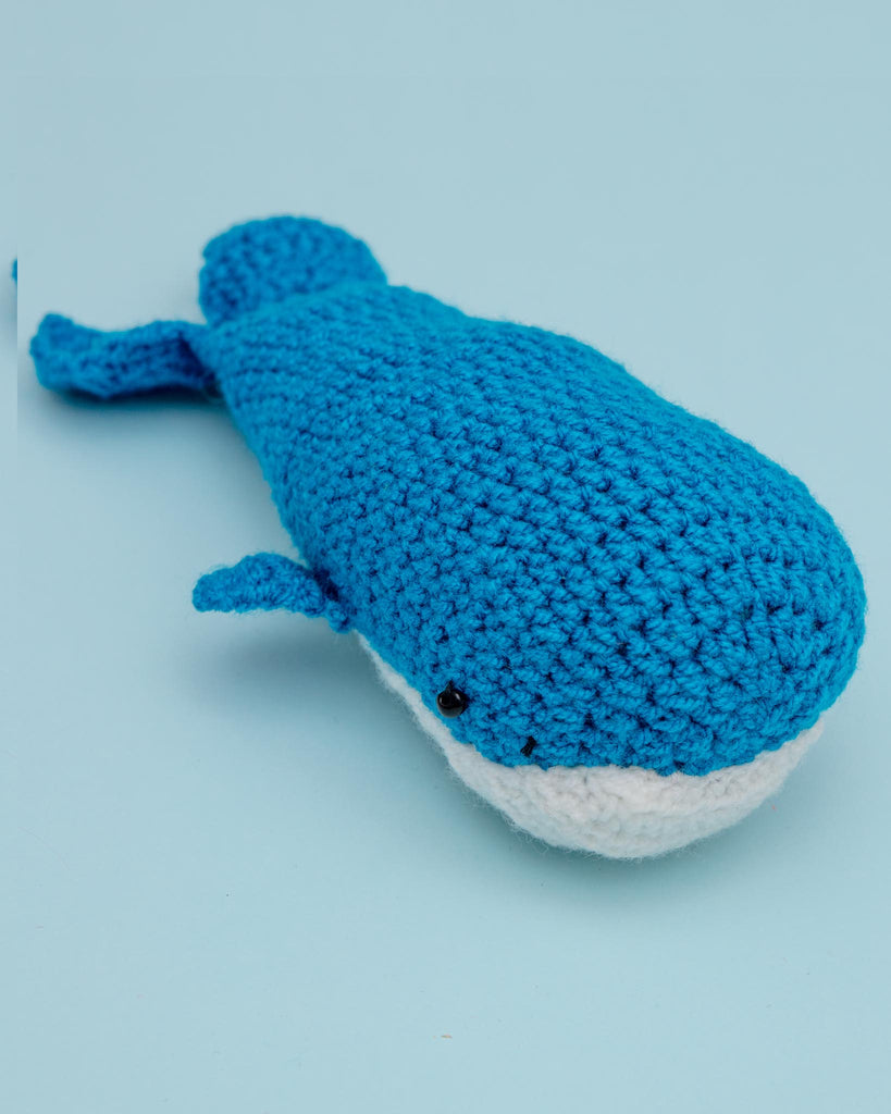 Hand-Knit Whale Squeaky Dog Toy Play SILK ROAD BAZAAR   