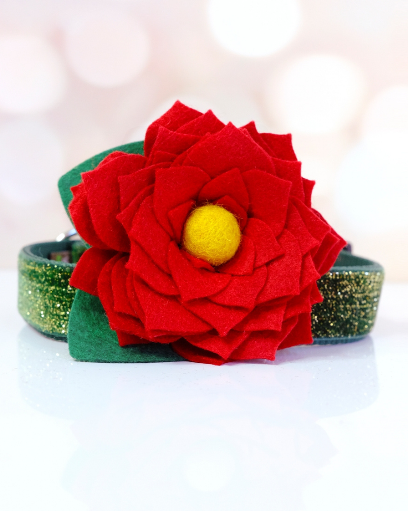 Red Amaryllis Dog Collar Flower (Made in the USA) Wear MIMI GREEN   
