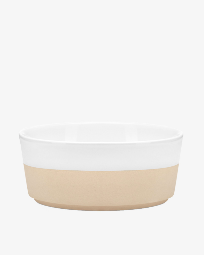 Textured Dipper Ceramic Dog Bowl in White Eat WAGGO   