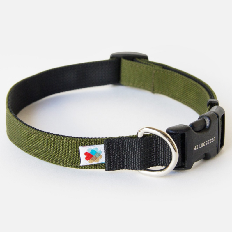 Funston Dog Collar in Olive Green WALK WILDEBEEST   