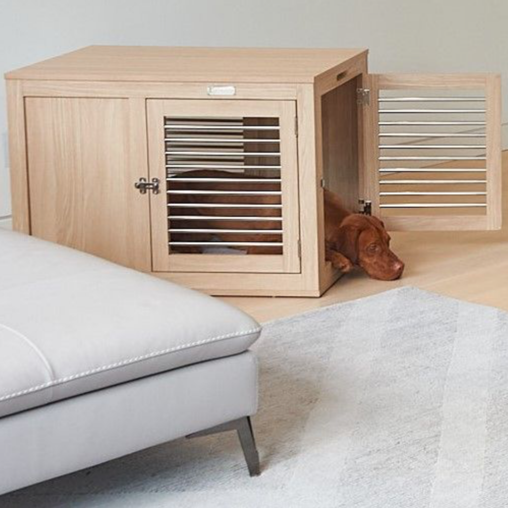 Moderno Dog Crate in White Oak<br>(Direct Ship) Dog Beds BOWSER'S PET PRODUCTS   