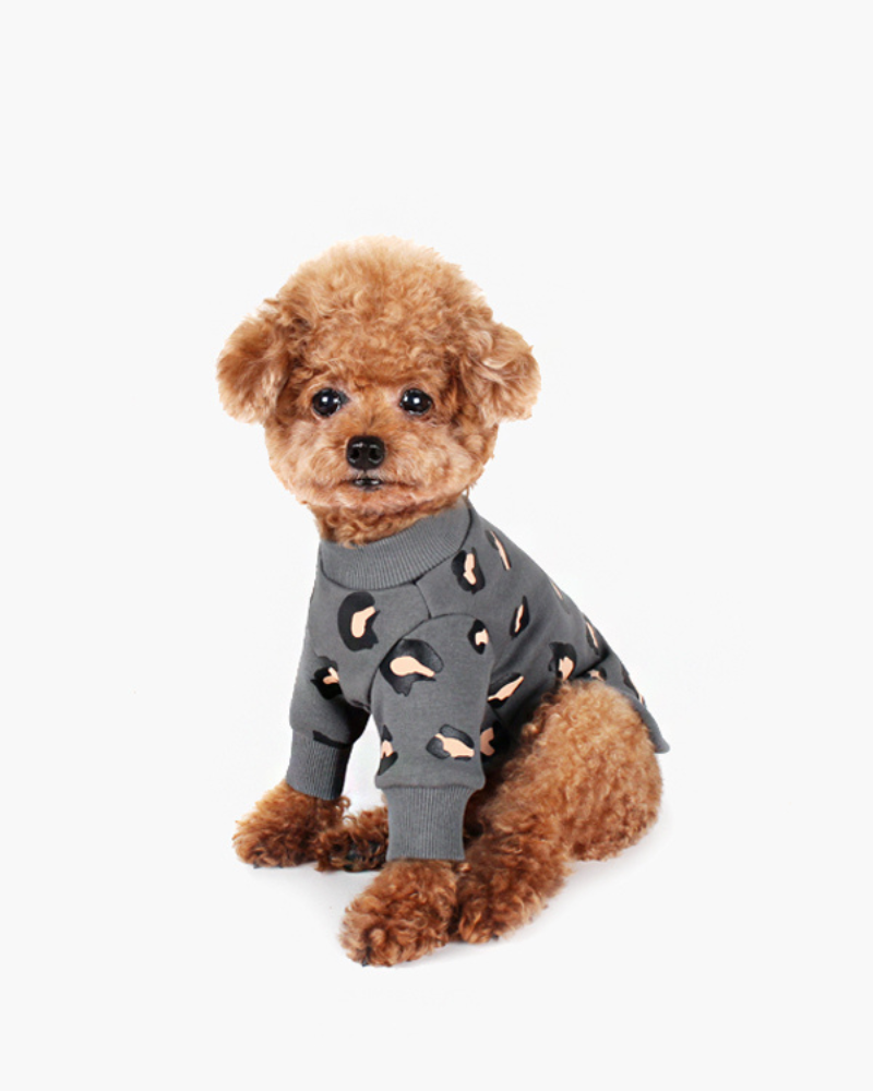 Leopard Print Dog Sweatshirt (FINAL SALE) Wear HUTS & BAY Grey Small 