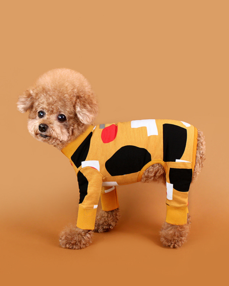 Colorful Print Dog Onesie in Mustard Yellow (FINAL SALE) Wear HUTS & BAY   