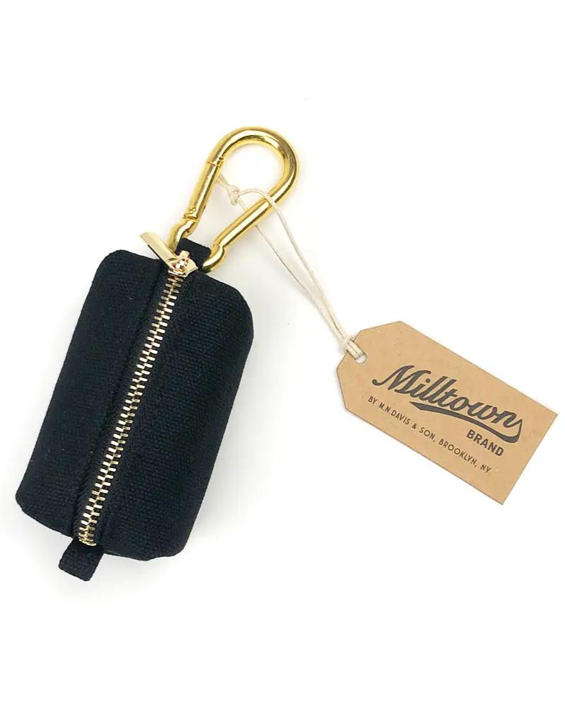 Washed Canvas Poo Bag Holder Add-Ons MILLTOWN BRAND Onyx  