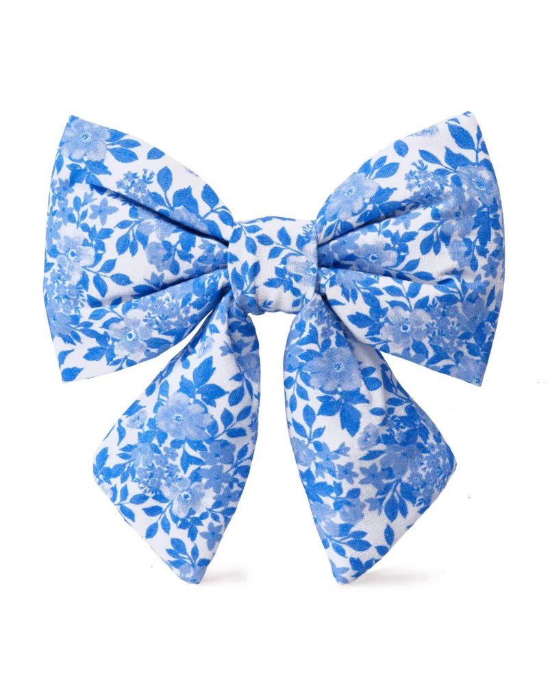 Blue Roses Spring Lady Dog Bow (FINAL SALE) Accessories THE FOGGY DOG   