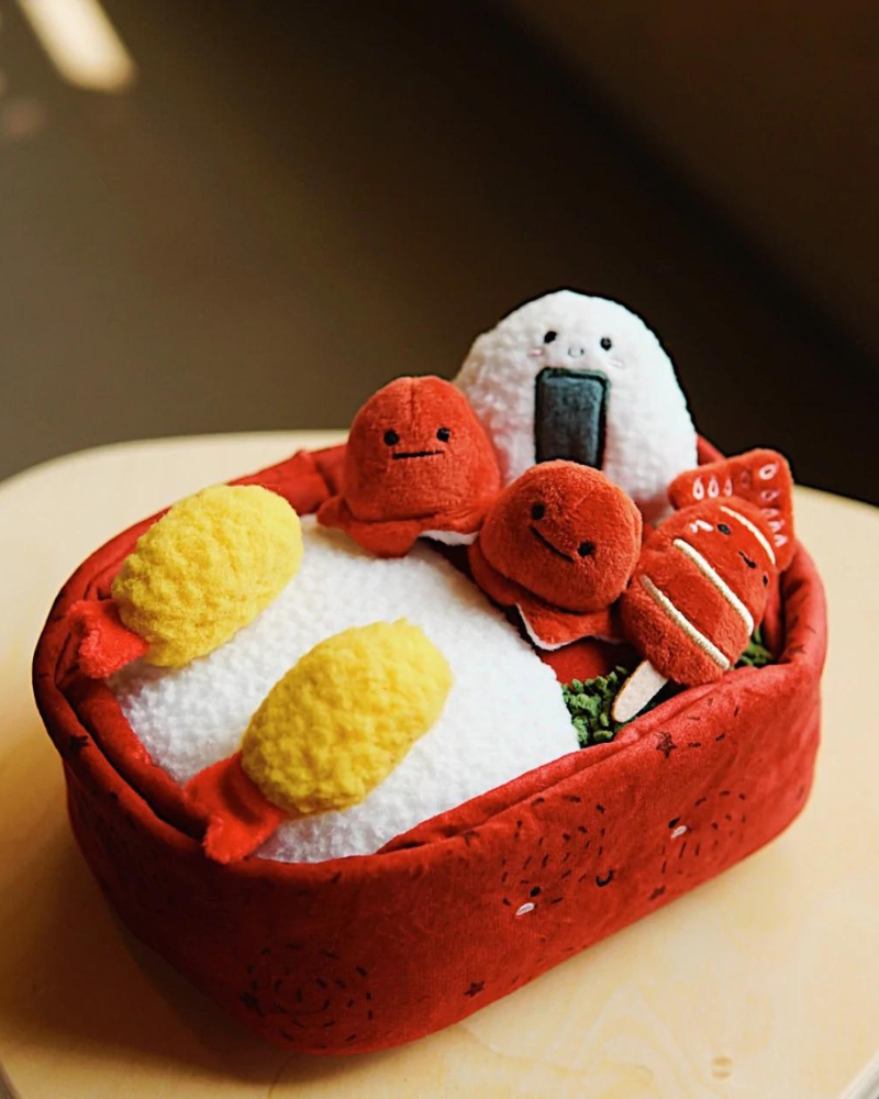 Benny Bento Box Squeaky Seven-Piece Plush Dog Toy <br> (Made in the USA) Play WOOF & CO   