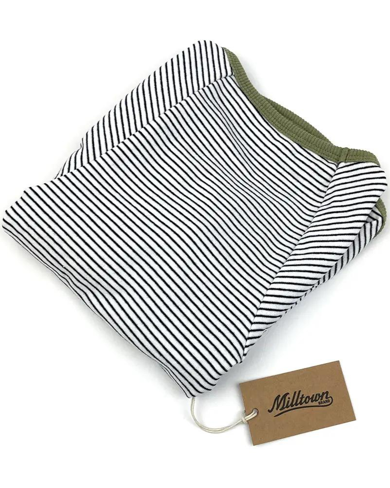 Rib Dog T-Shirt in White & Sage Stripe (CLEARANCE) Wear MILLTOWN BRAND   