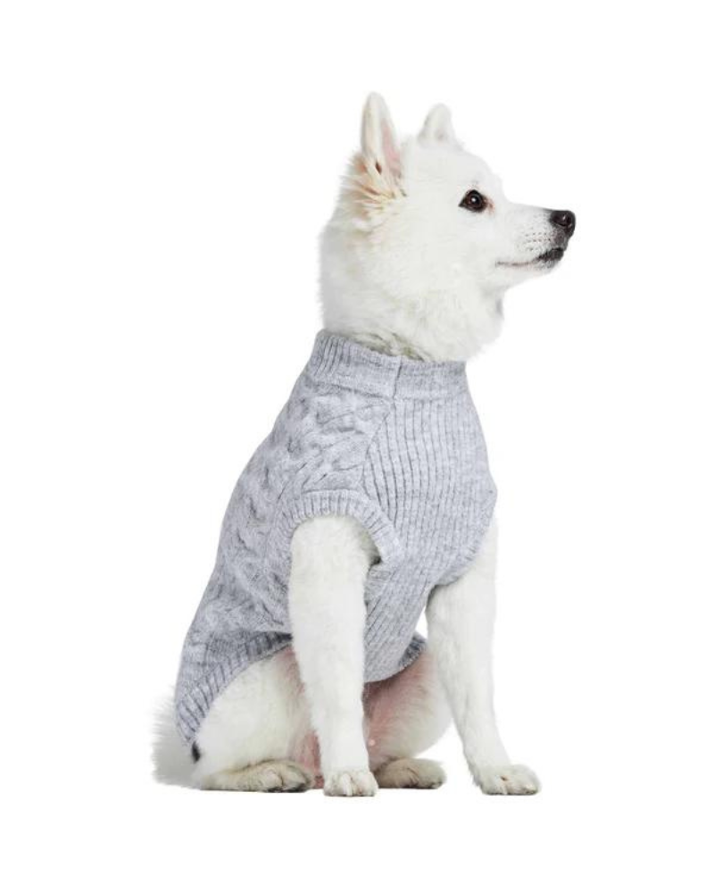 Fuzzy Knit Dog Crewneck Sweater in Heather Grey (FINAL SALE) Wear BLUEBERRY PET   