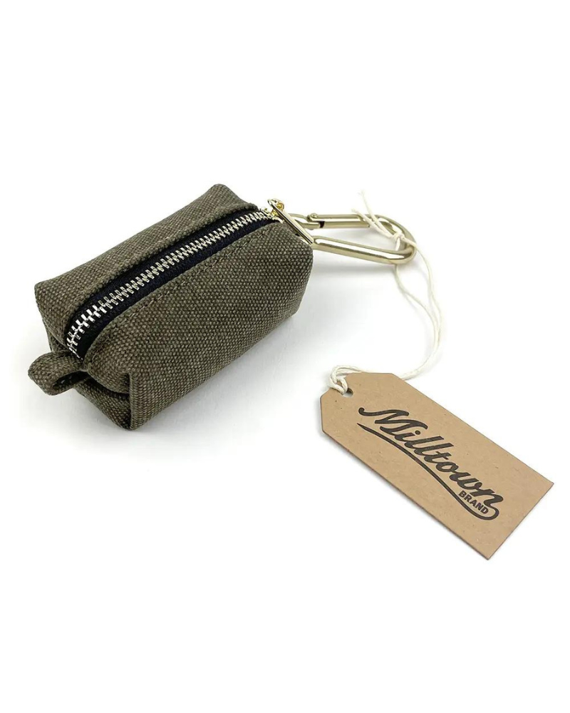 Washed Canvas Poo Bag Holder Add-Ons MILLTOWN BRAND Olive Green  