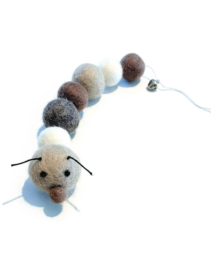 Brownie the Caterpillar Natural Wool Cat Toy CAT FRIENDSHEEP   